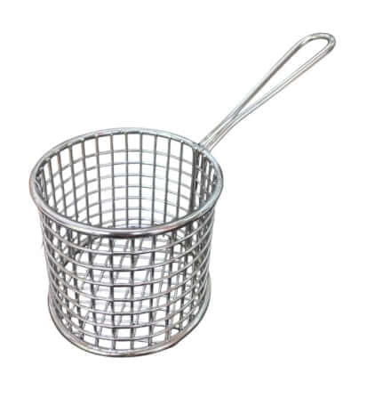 ตะกร้าเสิร์ฟสแตนเลสทรงกลมมีหูจับ KCW CW0193-94 ขนาด 9x8 ซม._1